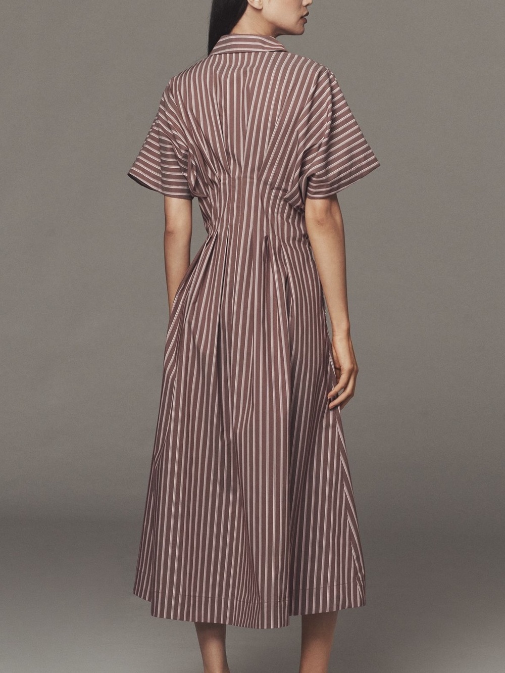 Exquise Tobie Short-Sleeve Collared Button-Front Shirt-Dress New Medium Stripe